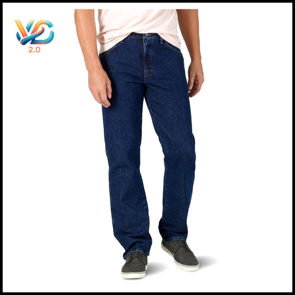 Classic Regular Fit Straight Leg Jeans Heavyweight Cotton Denim Casual